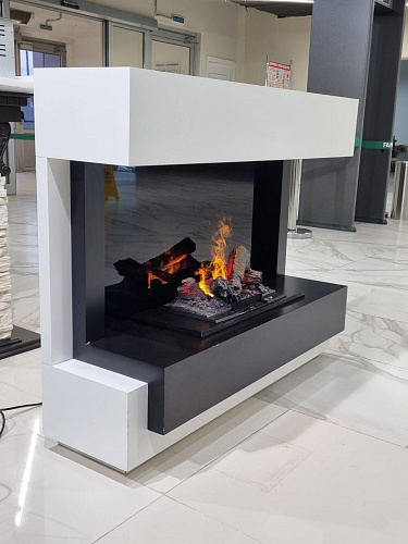 Биокамин Dimplex Cube очаг Cassette 400 LNH-INT (с дровами) белый с черным (выставочный образец)_8